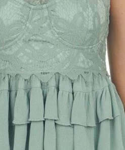 Entro Sage Tiered Ruffle Strapless Lace Woven Top 22 Entro Sage Tiered Ruffle Strapless Lace Woven Top