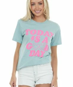 Rosemead Tops Sage 'Today Is A Good Day' Lightning Bolt Tee
