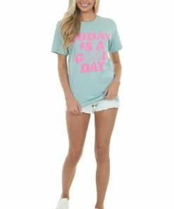 Rosemead Tops Sage 'Today Is A Good Day' Lightning Bolt Tee