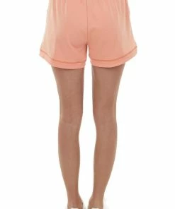 Heyson Salmon Exposed Seam Drawstring Soft Shorts Bottoms