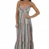 ANGIE Sand Striped Sleeveless Tie Back Maxi Dress Dresses