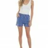 Umgee Sapphire Mineral Wash Frayed Elastic Shorts 2 Umgee Sapphire Mineral Wash Frayed Elastic Shorts