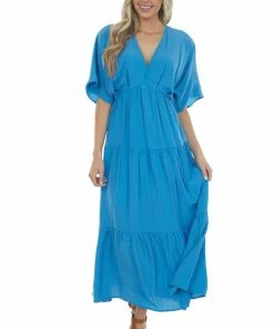 Entro Dresses Sapphire V Neck Tiered Woven Maxi Dress 15 Entro Dresses Sapphire V Neck Tiered Woven Maxi Dress