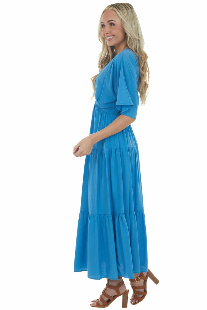 Entro Dresses Sapphire V Neck Tiered Woven Maxi Dress 7 Entro Dresses Sapphire V Neck Tiered Woven Maxi Dress