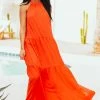 Aakaa Scarlet Halter Neck Backless Tiered Maxi Dress 1 Aakaa Scarlet Halter Neck Backless Tiered Maxi Dress