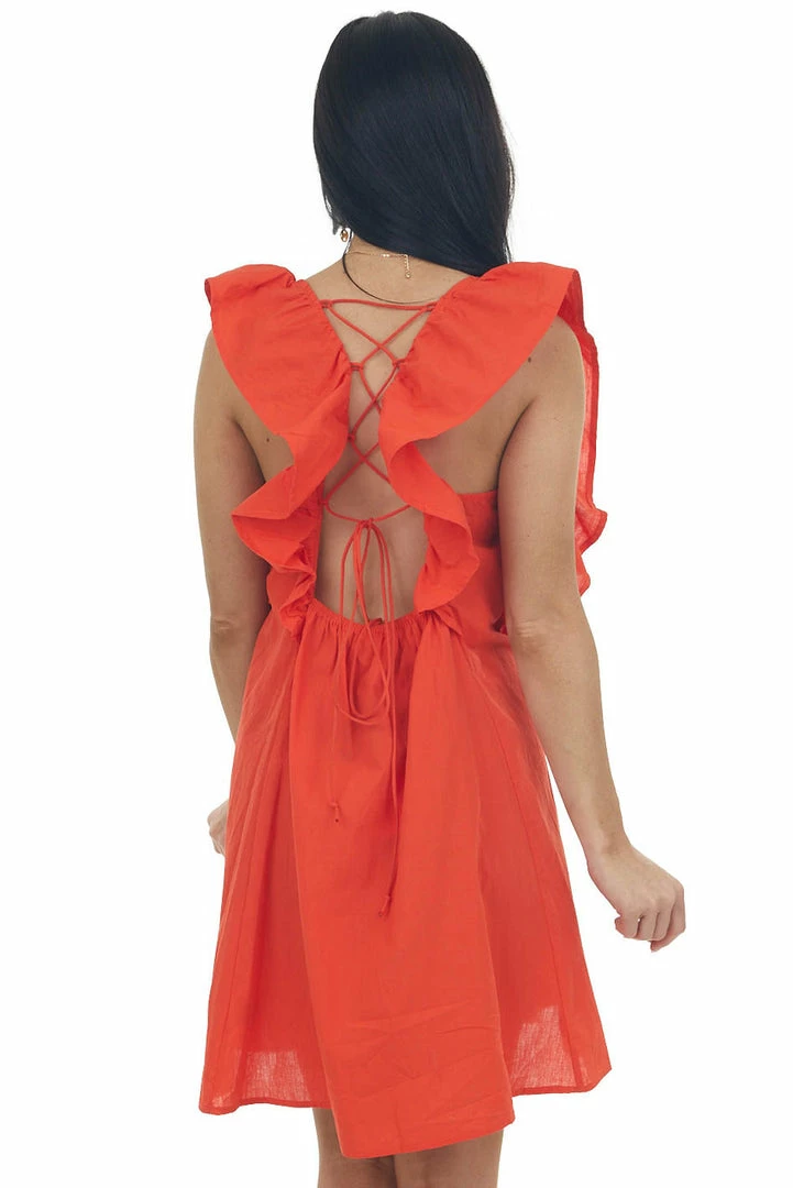 Umgee Scarlet Plunging V Neck Lace Up Back Short Dress Dresses 8 Umgee Scarlet Plunging V Neck Lace Up Back Short Dress Dresses