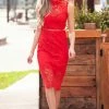 Main Strip Dresses Scarlet Sleeveless Crochet Lace Midi Dress