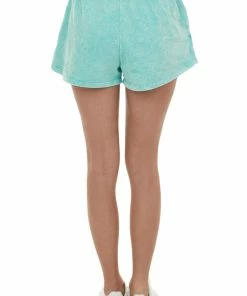 Trend Notes Bottoms Seafoam Mineral Wash French Terry Elastic Shorts