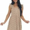 Ces Femme Dresses Sepia Ditsy Floral Ruffle Cap Sleeve Dress