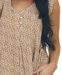 Ces Femme Dresses Sepia Ditsy Floral Ruffle Cap Sleeve Dress 15 Ces Femme Dresses Sepia Ditsy Floral Ruffle Cap Sleeve Dress