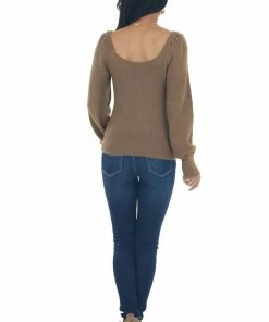 Lush Clothing Sepia Long Sleeve Lightweight Lurex Sweater Tops