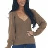 Lush Clothing Sepia Long Sleeve Lightweight Lurex Sweater Tops