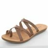FORTUNE DYNAMIC Sepia Open Toe Leather Strappy Flat Sandals Shoes