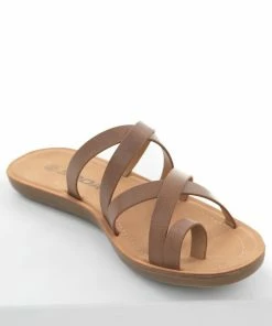 FORTUNE DYNAMIC Sepia Open Toe Leather Strappy Flat Sandals Shoes 10 FORTUNE DYNAMIC Sepia Open Toe Leather Strappy Flat Sandals Shoes