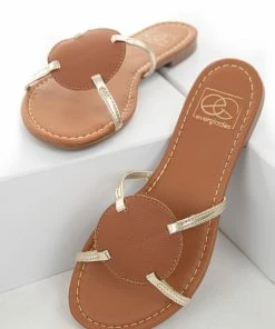 MIAMI SHOE Shoes Sienna And Gold Circle Detail Slip On Sandals 16 MIAMI SHOE Shoes Sienna And Gold Circle Detail Slip On Sandals