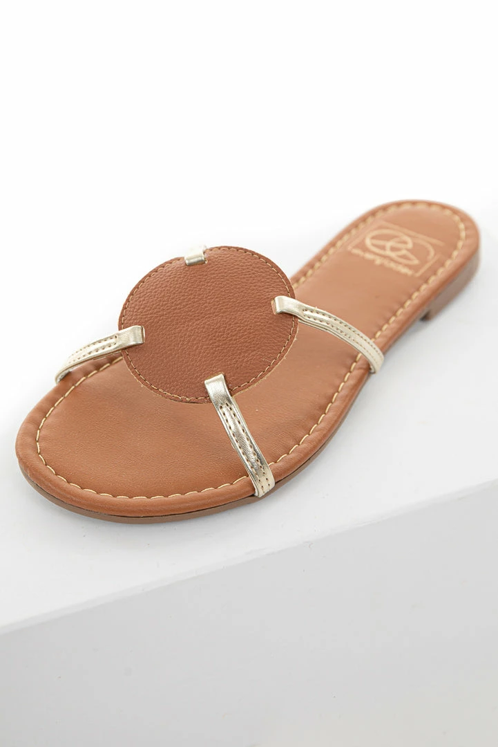 MIAMI SHOE Shoes Sienna And Gold Circle Detail Slip On Sandals 3 MIAMI SHOE Shoes Sienna And Gold Circle Detail Slip On Sandals