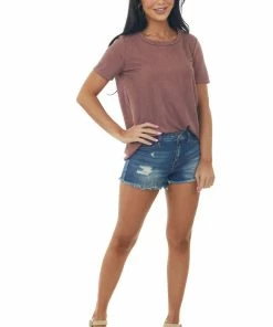 Fantastic Fawn Tops Sienna Ladder Cutout Back Short Sleeve Tee
