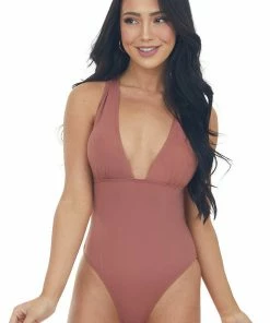 Beach Joy Bikini Sienna Open Back Deep V One Piece Swimsuit Accessories