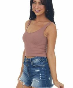 By Together Tops Sienna Seamless Ribbed Knit Cropped Tank Top