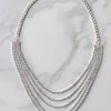 Fame Accessories Silver Five Layer Cubed Rhinestone Necklace