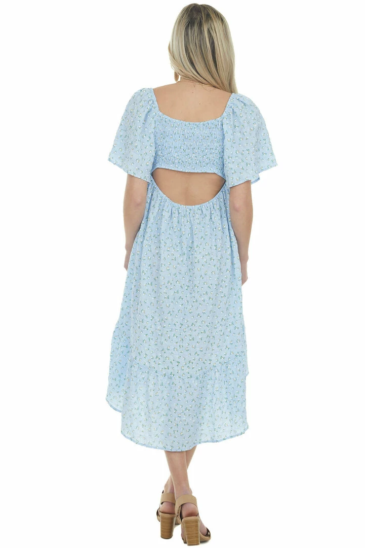 Umgee Sky Blue Ditsy Floral High Low Babydoll Dress Dresses 8 Umgee Sky Blue Ditsy Floral High Low Babydoll Dress Dresses