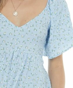 Umgee Sky Blue Ditsy Floral High Low Babydoll Dress Dresses 15 Umgee Sky Blue Ditsy Floral High Low Babydoll Dress Dresses