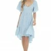 Umgee Sky Blue Ditsy Floral High Low Babydoll Dress Dresses