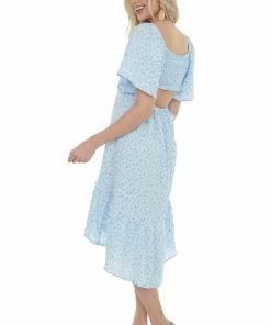 Umgee Sky Blue Ditsy Floral High Low Babydoll Dress Dresses 13 Umgee Sky Blue Ditsy Floral High Low Babydoll Dress Dresses