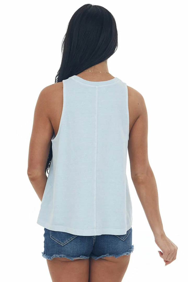HYFVE Sky Blue Vintage Wash Crew Neck Knit Tank Top 7 HYFVE Sky Blue Vintage Wash Crew Neck Knit Tank Top