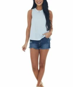 HYFVE Sky Blue Vintage Wash Crew Neck Knit Tank Top 10 HYFVE Sky Blue Vintage Wash Crew Neck Knit Tank Top