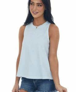 HYFVE Sky Blue Vintage Wash Crew Neck Knit Tank Top 11 HYFVE Sky Blue Vintage Wash Crew Neck Knit Tank Top