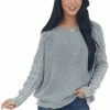 BiBi Tops Slate Grey Mineral Wash Raglan Sleeve Sweater