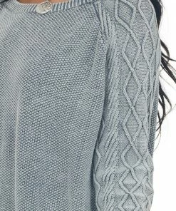BiBi Tops Slate Grey Mineral Wash Raglan Sleeve Sweater