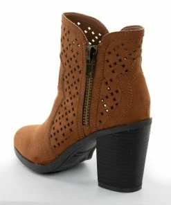 JP ORIGINAL CORP Shoes Spice Faux Suede Perforated High Heel Booties