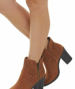 JP ORIGINAL CORP Shoes Spice Faux Suede Perforated High Heel Booties