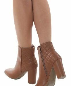 Let's See Style Shoes Spice Quilted Back Detail High Heel Booties