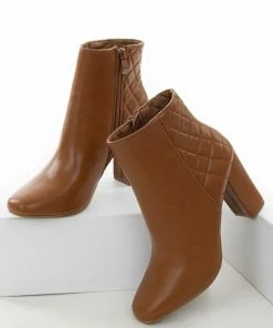 Let's See Style Shoes Spice Quilted Back Detail High Heel Booties