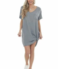 143 Story Dresses Steel Chest Pocket Woven Tee Shirt Dress 21 143 Story Dresses Steel Chest Pocket Woven Tee Shirt Dress