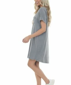 143 Story Dresses Steel Chest Pocket Woven Tee Shirt Dress 23 143 Story Dresses Steel Chest Pocket Woven Tee Shirt Dress