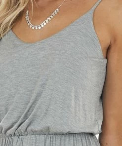 Lush Clothing Dresses Steel Grey Blouson Stretchy Knit Sleeveless Maxi Dress