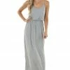 Lush Clothing Dresses Steel Grey Blouson Stretchy Knit Sleeveless Maxi Dress