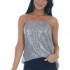143 Story Steel Sequin Square Neck Adjustable Strap Tank Tops