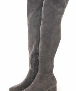 Intouch Footwear Shoes Stone Faux Suede Knee High Chunky Heel Boots