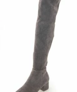 Intouch Footwear Shoes Stone Faux Suede Knee High Chunky Heel Boots
