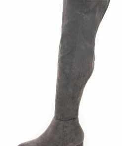 Intouch Footwear Shoes Stone Faux Suede Knee High Chunky Heel Boots