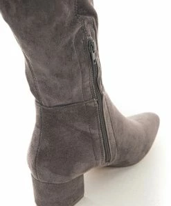 Intouch Footwear Shoes Stone Faux Suede Knee High Chunky Heel Boots