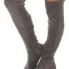 Intouch Footwear Shoes Stone Faux Suede Knee High Chunky Heel Boots