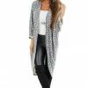 Jodifl Stone Grey Leopard Print Cardigan With Dolman Sleeves