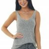 Staccato Stone Grey Textured Sweater Knit Tank Top With V Neckline Tops 1 Staccato Stone Grey Textured Sweater Knit Tank Top With V Neckline Tops