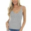 Listicle Tops Stone Thick Ribbed Knit Pointelle Tank Top 2 Listicle Tops Stone Thick Ribbed Knit Pointelle Tank Top
